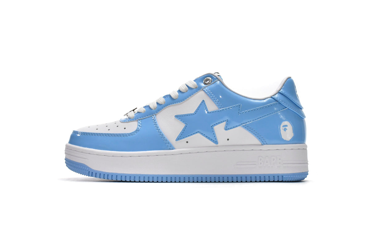 Bape Sk8 Sta Low Patent Leather White Blue Reps Sneaker 1G70-109-0015