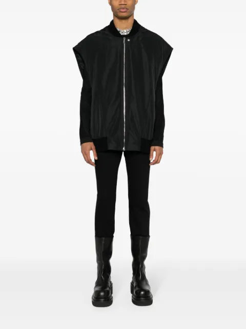 Rick Owens lined vest with a ribbed collar