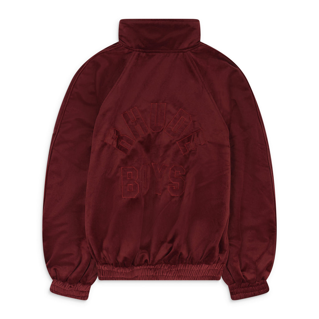 Maroon Velvet Track Jacket