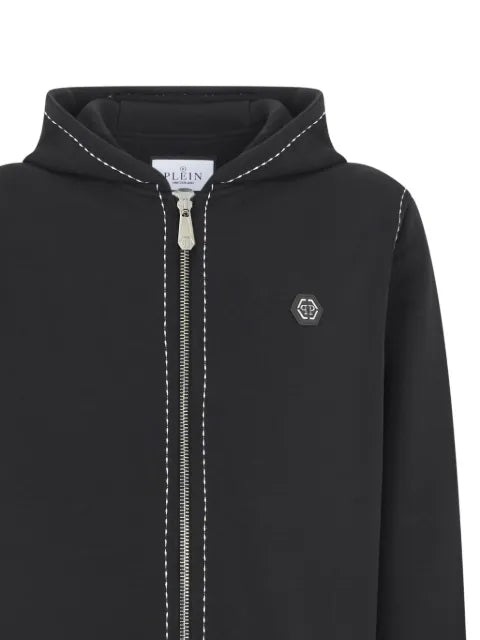 Philipp Plein logo-plaque topstitched hoodie