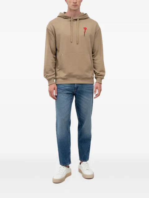 HUGO rose-embroidered hoodie