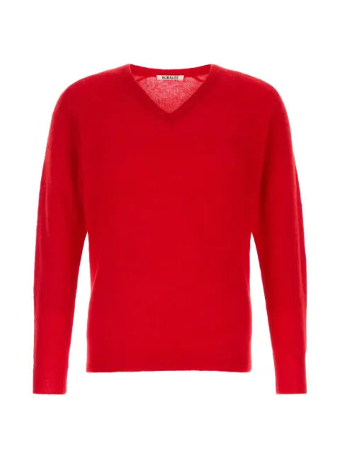 Auralee fine-knit V-neck sweater