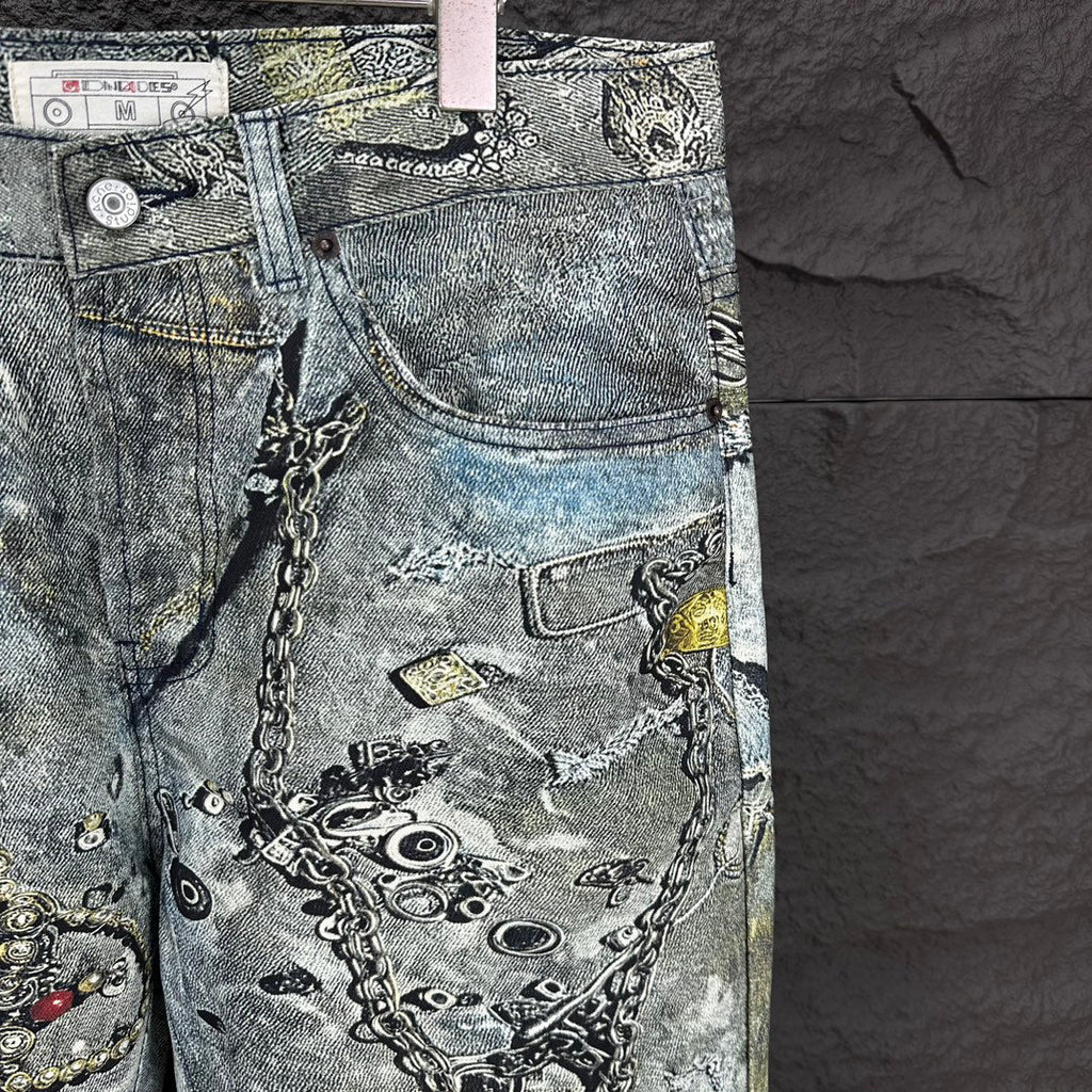 Acne Studios Ornate Chain‑Print Straight‑Leg Jeans