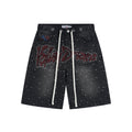 VALLEY Iced Out Rhinestone Denim Jorts