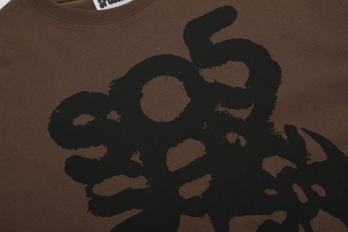 Sp5der Brown Graphic T-Shirt