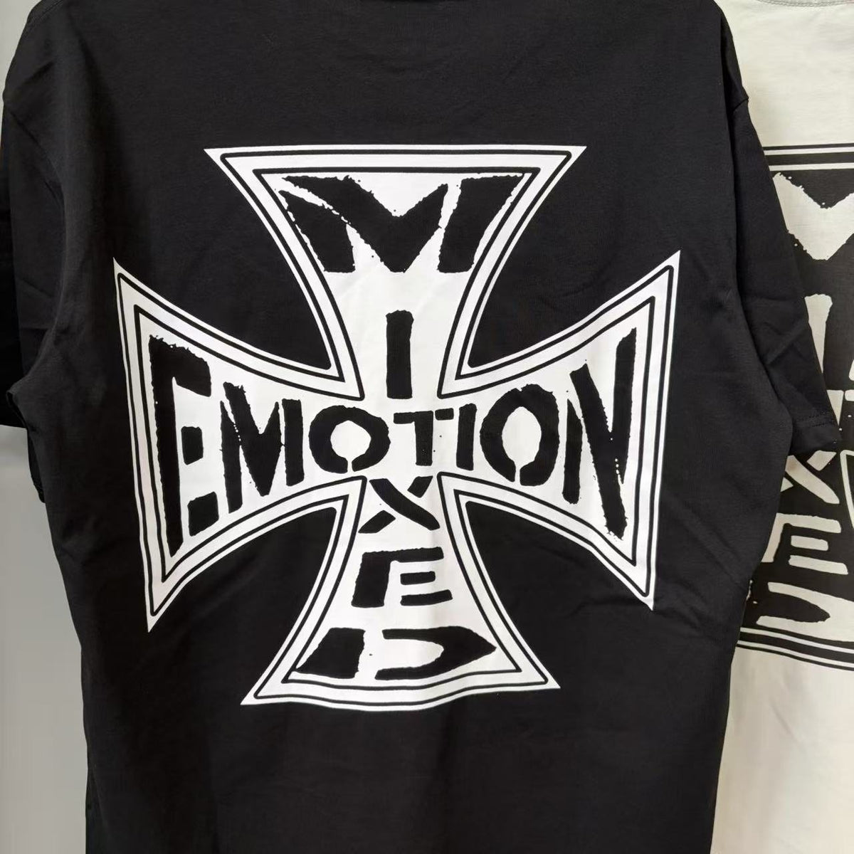 MIXED EMOTION Cross Graphic Distressed T-Shirt