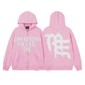 MIXED EMOTION Pink Rhinestone Zip Hoodie