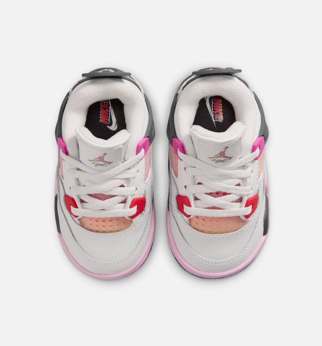 Air Jordan 4 Retro Comic Infant & Toddler Lifestyle Shoe - Off White/Fire Pink/Anthracite