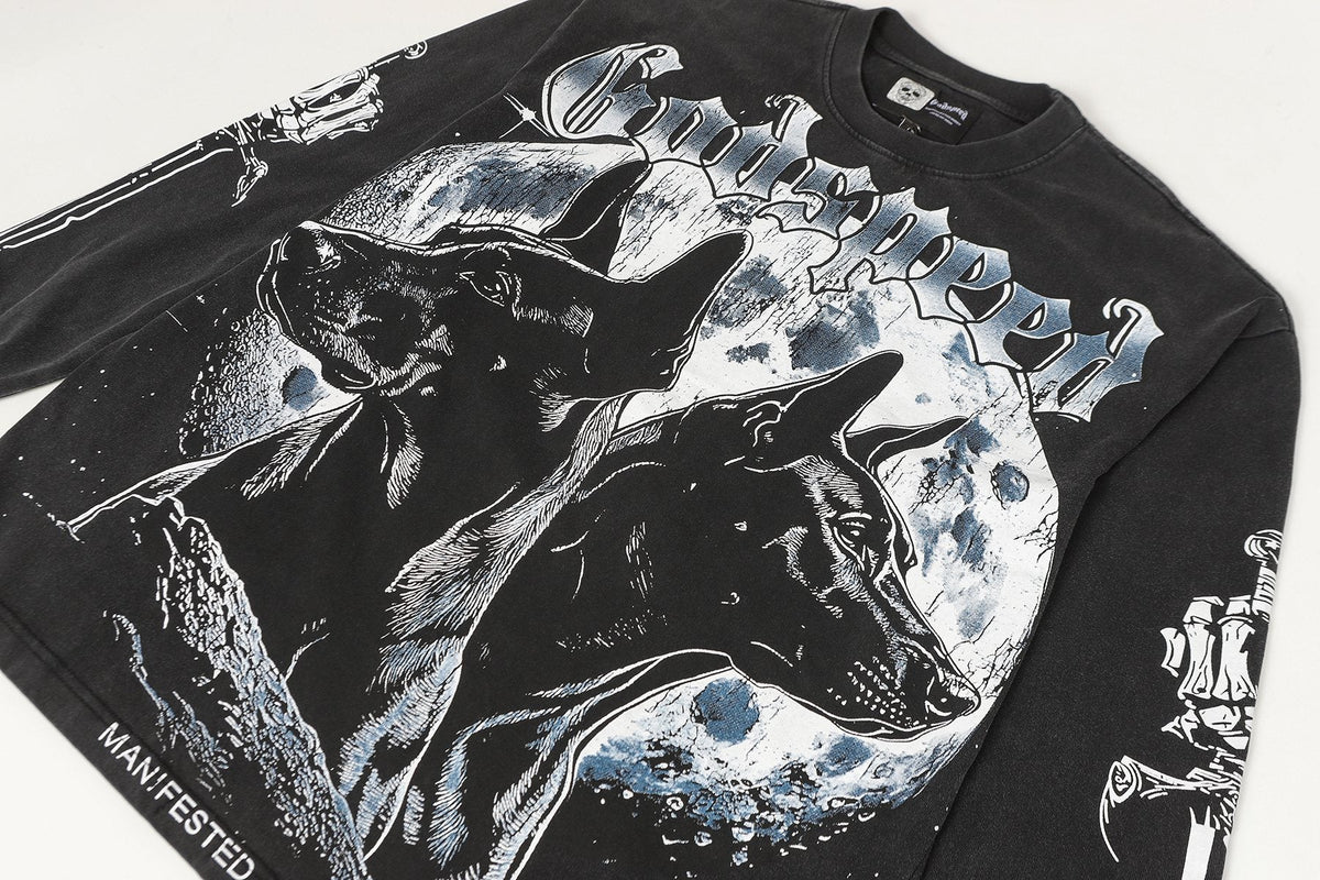 Godspeed Dog Moon Graphic Long-Sleeve T-Shirt
