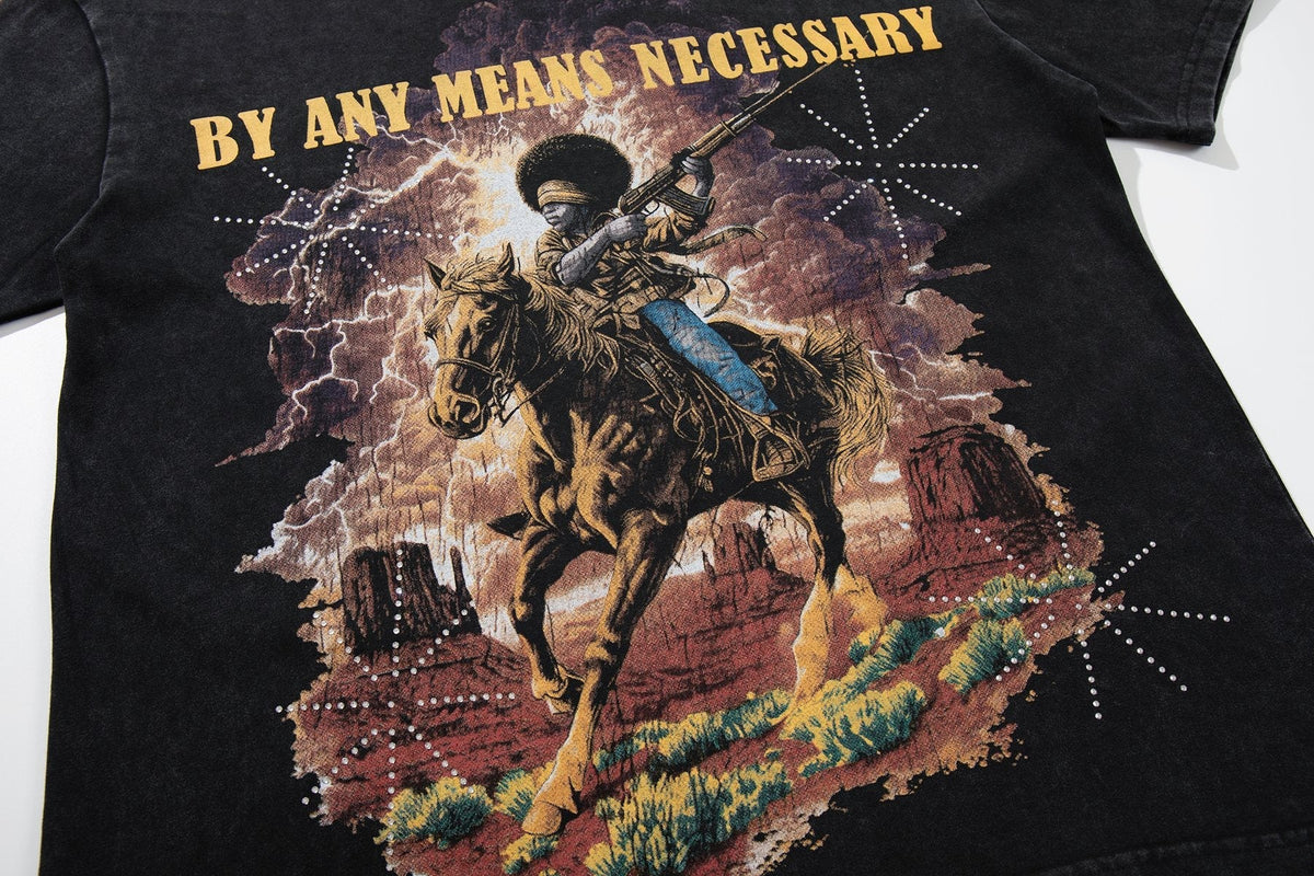 SUPPLY TEE By Any Means Necessary Western Rider Graphic T-Shirt