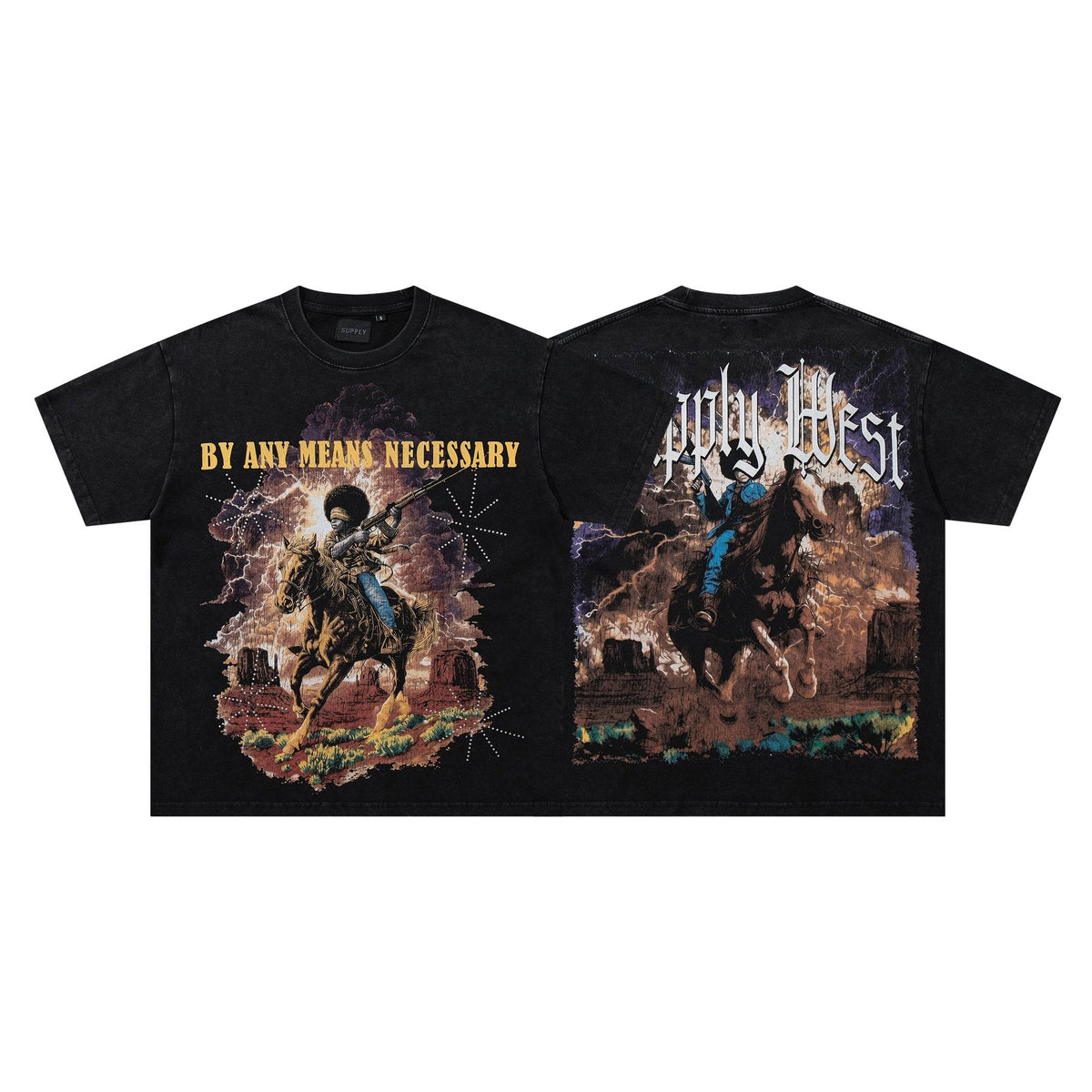 SUPPLY TEE By Any Means Necessary Western Rider Graphic T-Shirt