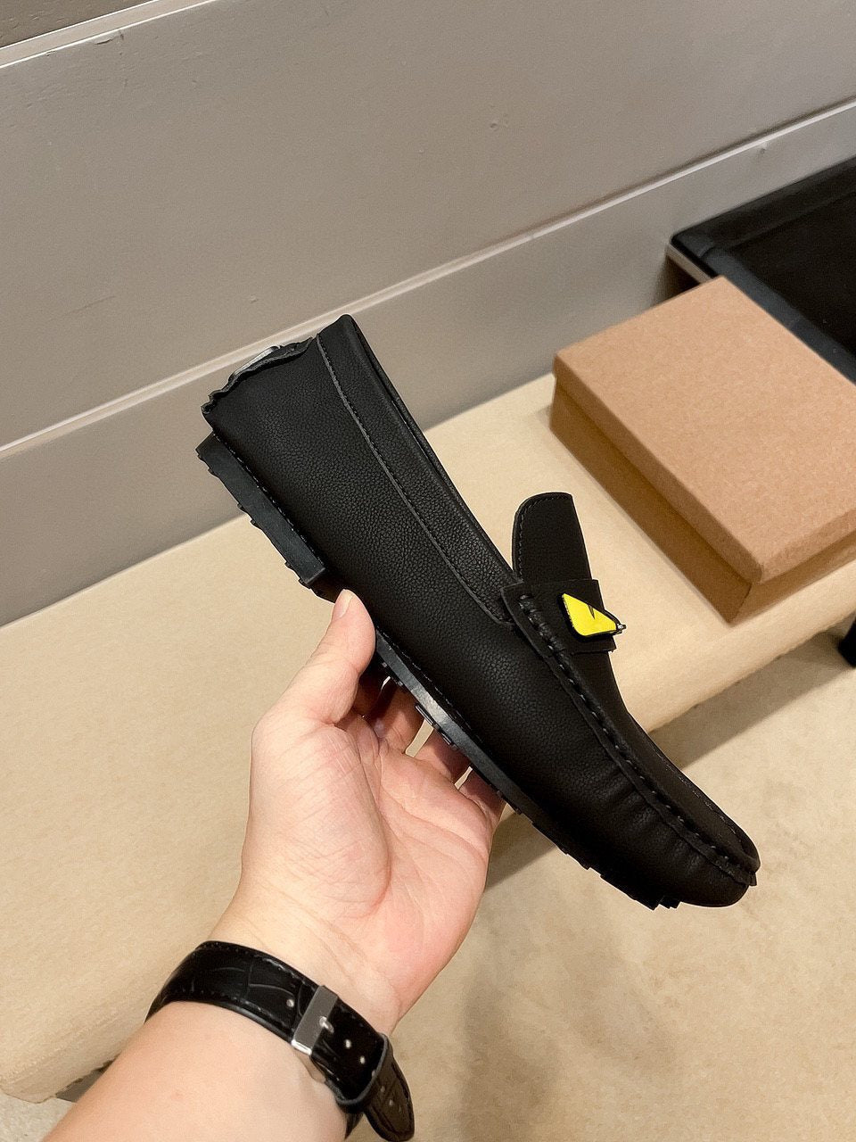 Fendi Black Yellow Accent Loafers