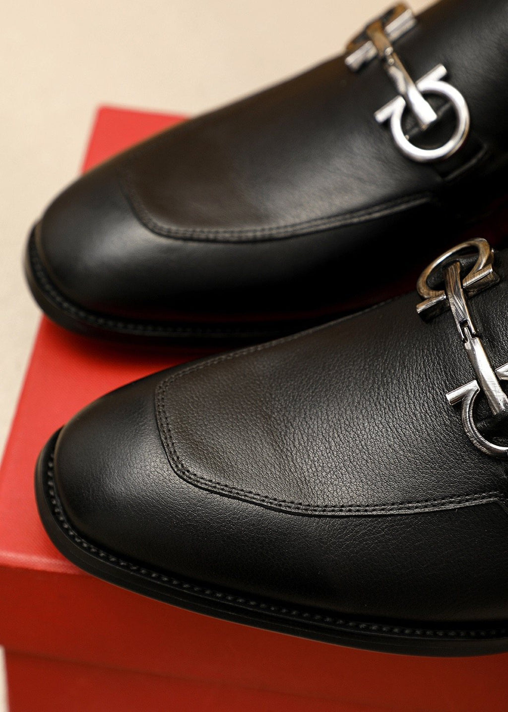 Ferragamo Black Textured Loafers