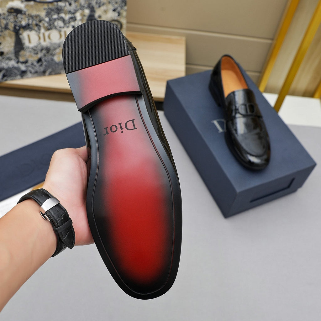 Dior Black Glossy Slip-On Loafers