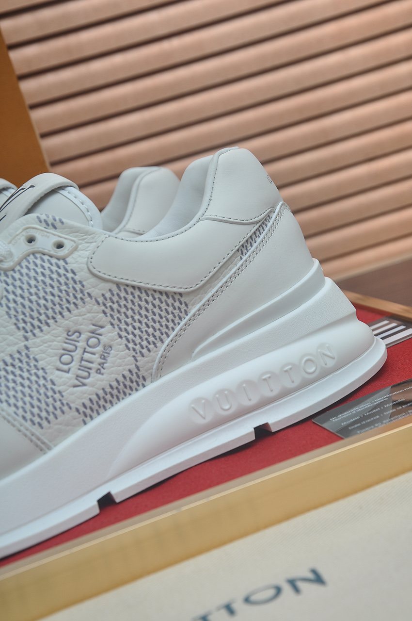 Louis Vuitton White and Light Gray Low-Top Sneakers - Lace-Up Closure