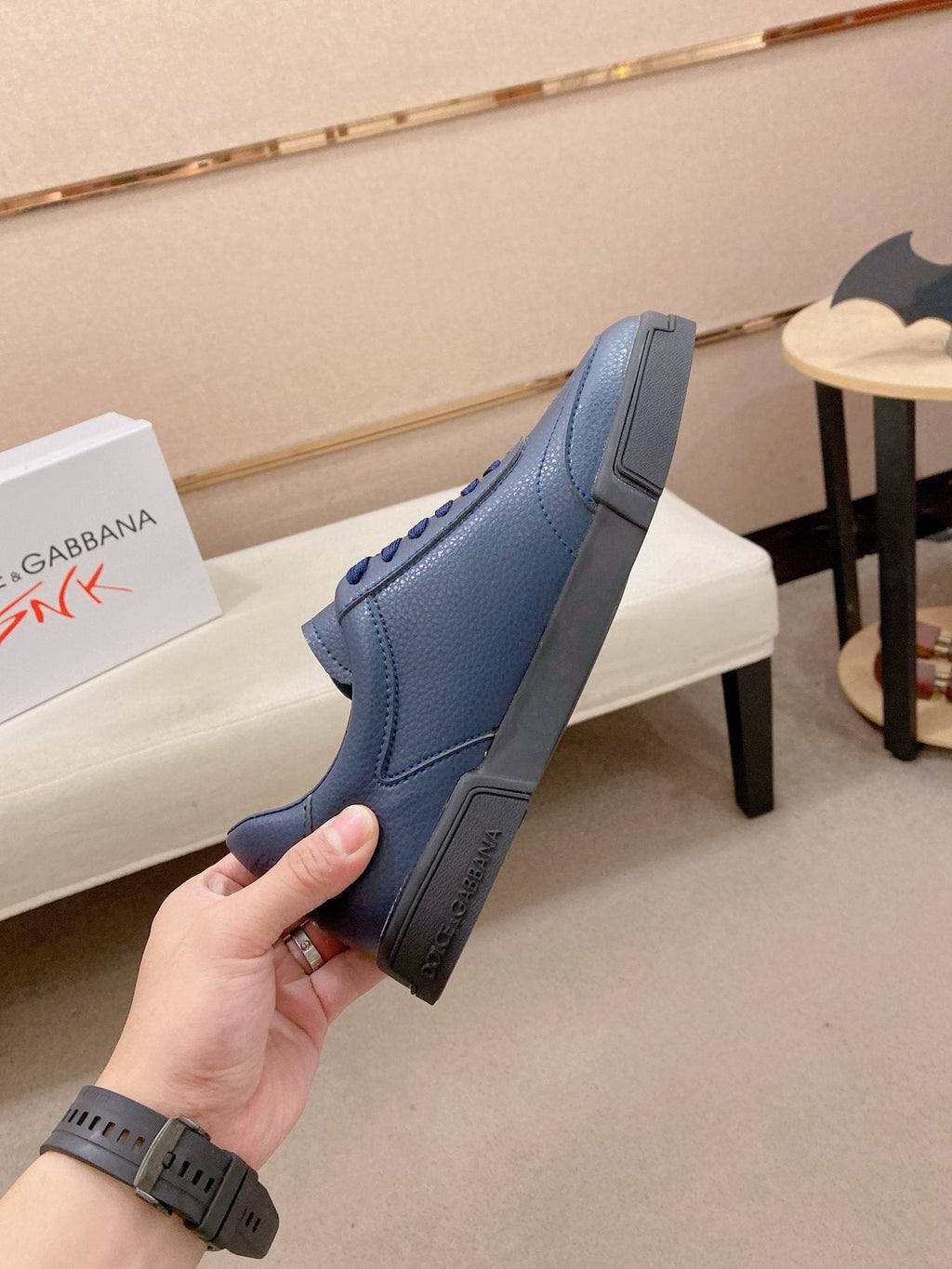 Dolce & Gabbana Navy Blue Low-Top Sneakers