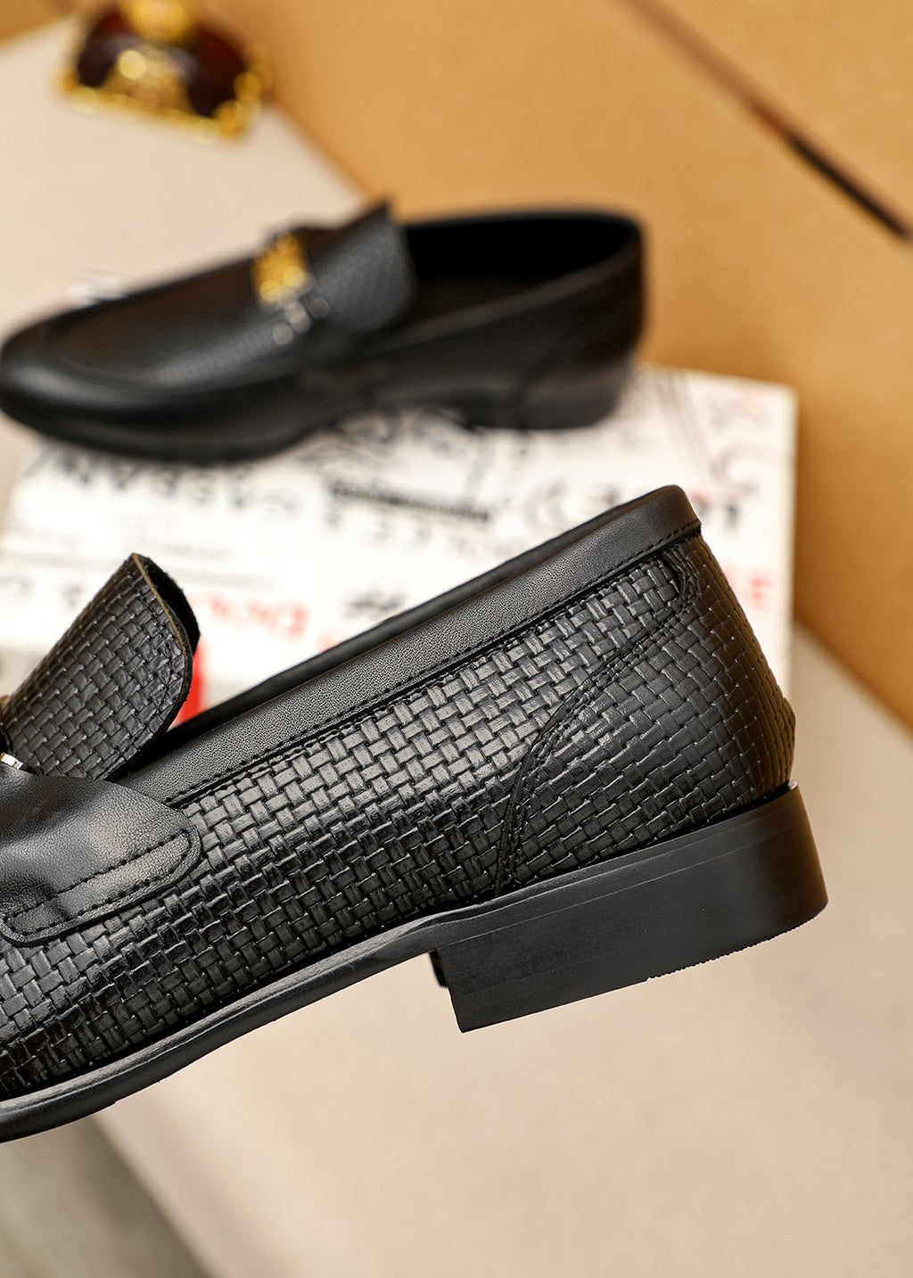 Dolce & Gabbana Black Embossed Buckle Loafers