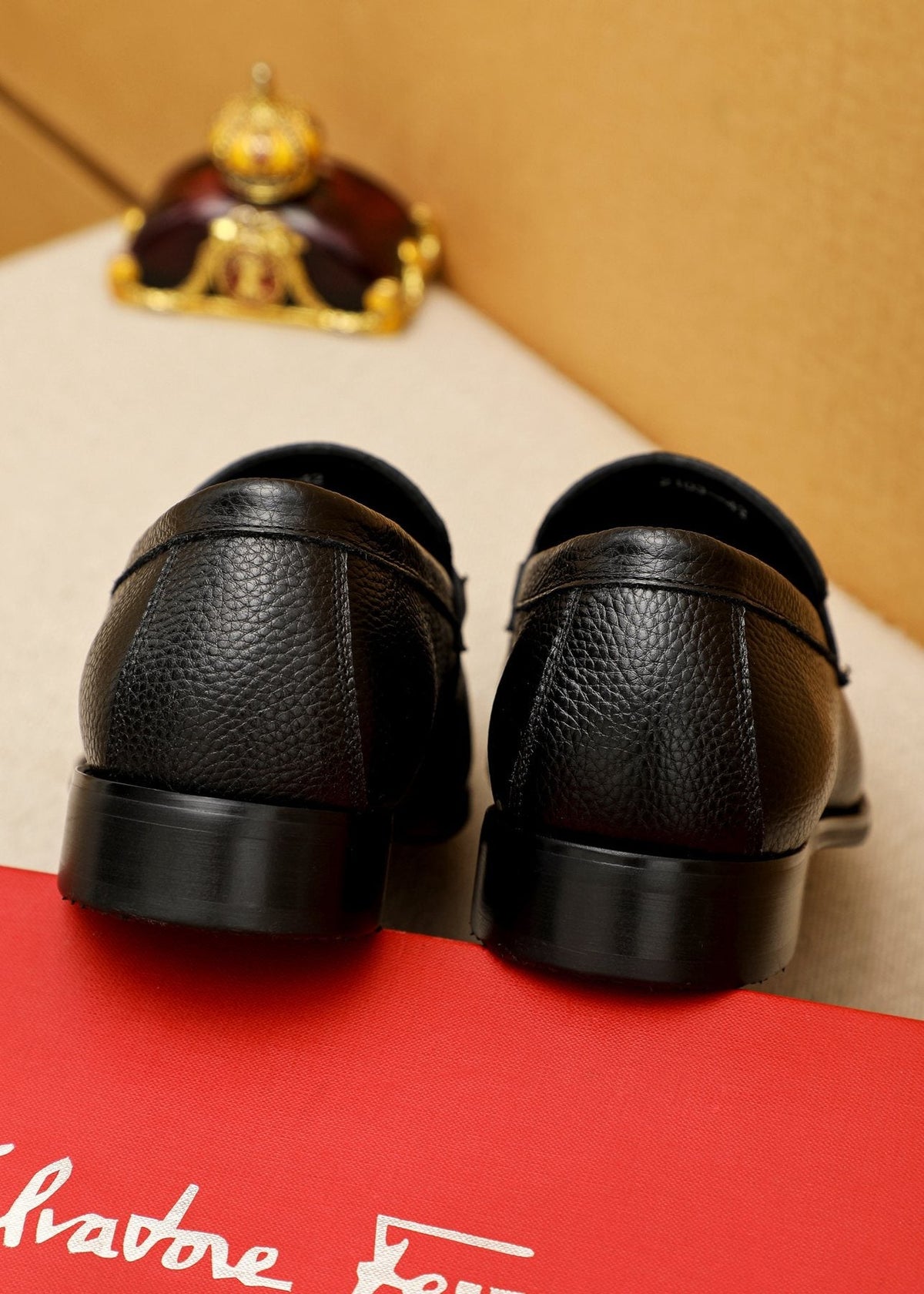 Salvatore Ferragamo Black Pebble-Textured Bit Loafers