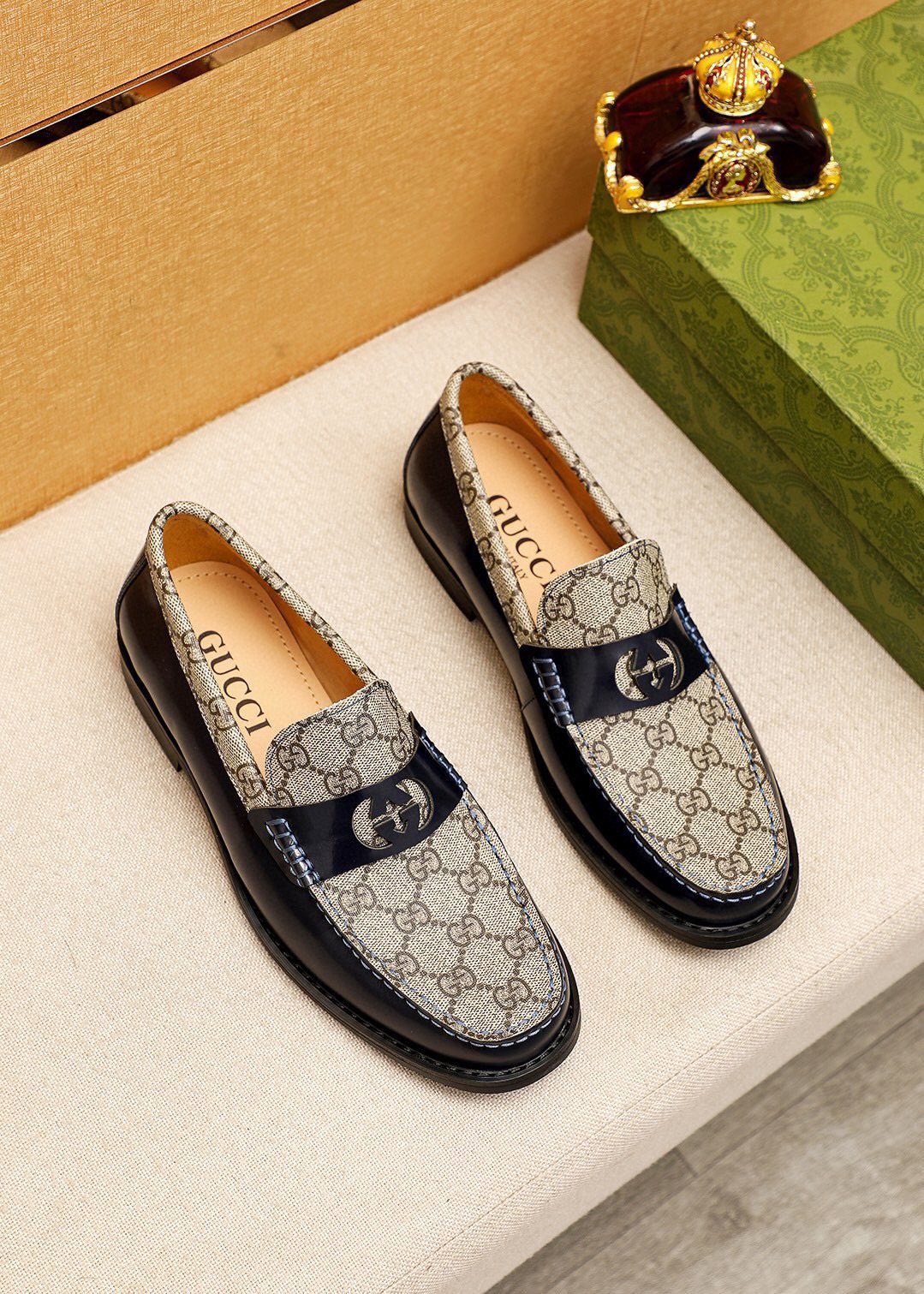 Gucci Patent Monogram Loafers