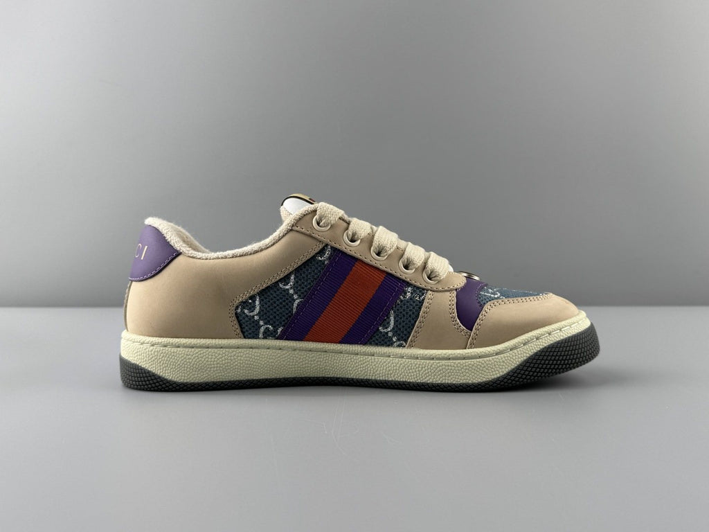 Gucci Beige Monogram Stripe Low-Top Sneakers