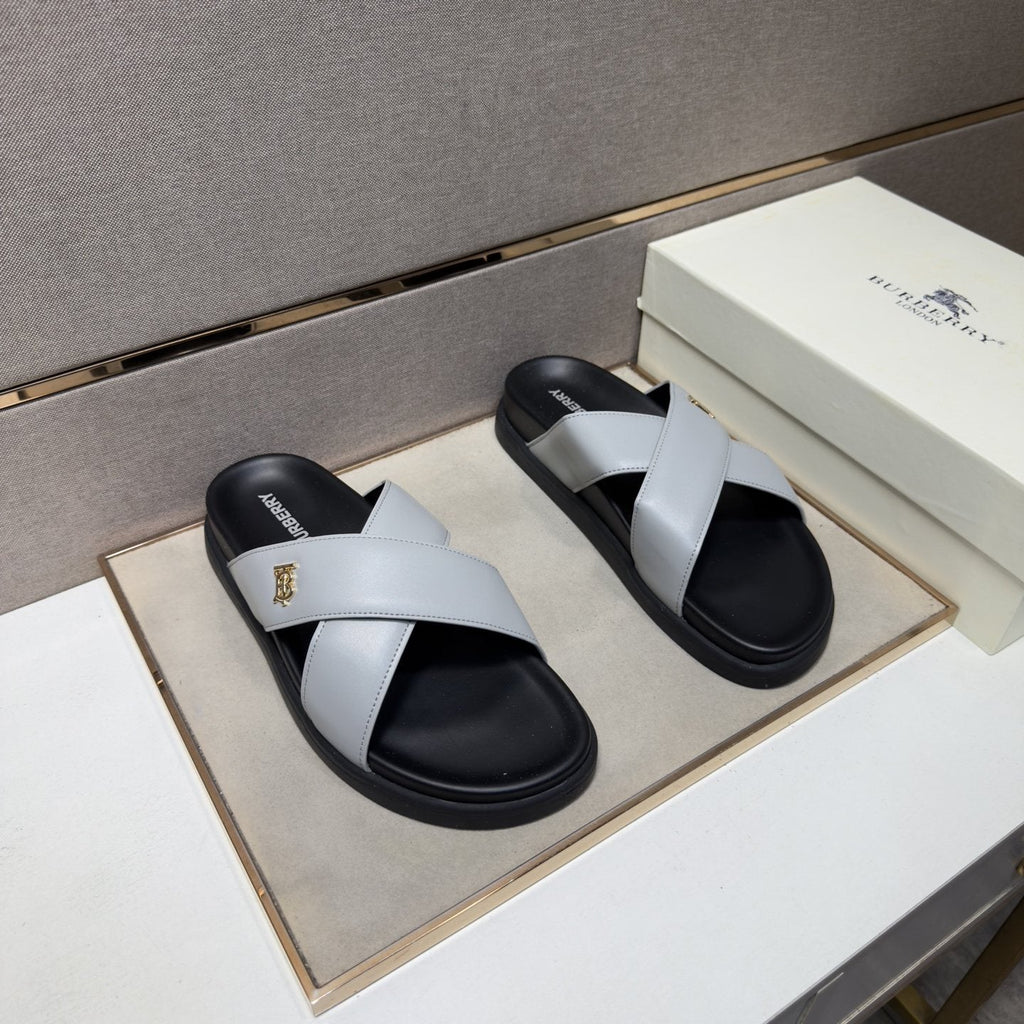Burberry Men's Cross-Strap Slide Sandals