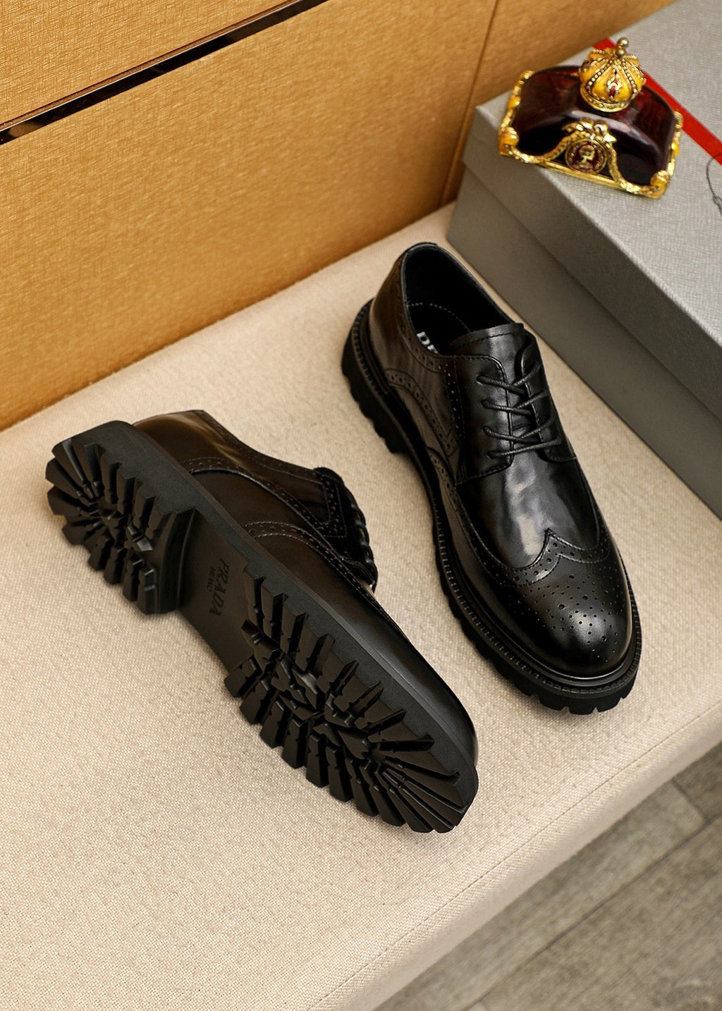 Prada Brogue Lug-Sole Derby Shoes