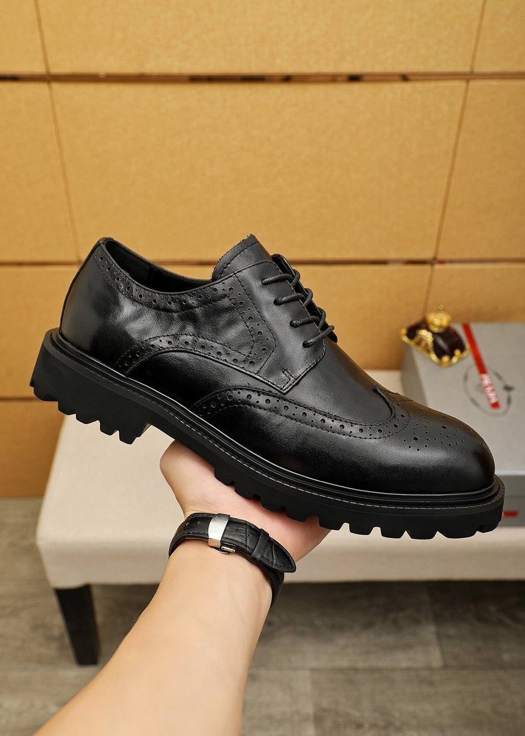 Prada Brogue Lug-Sole Derby Shoes
