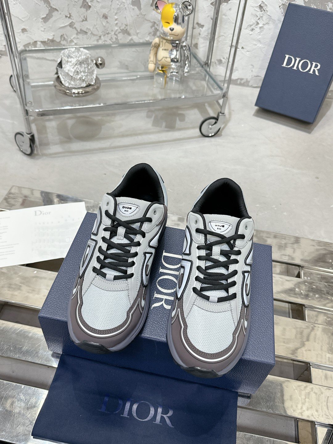 Dior Black, Gray and White Low-Top Sneakers
