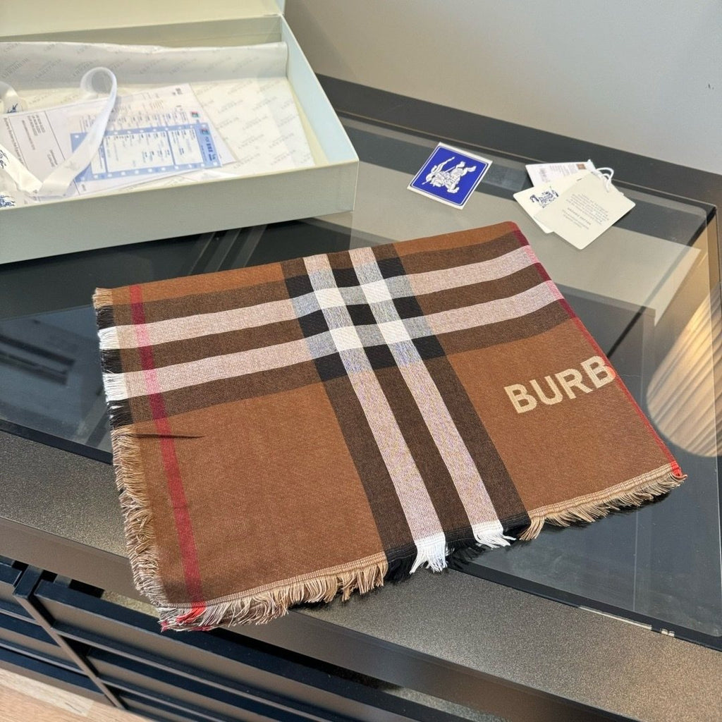 Burberry Charcoal Gray Plaid Scarf