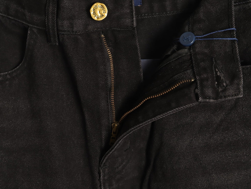 Louis Vuitton Monogram-Style Zip-Detail Utility Jeans - Black